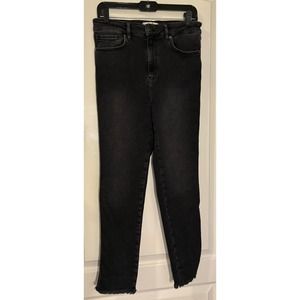 We the Free Black Denim Jeans High Rise Free People 31 Raw Hem Stretch Jeans
